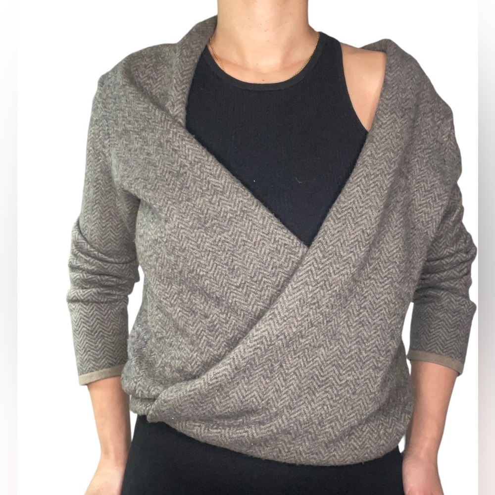 Cynthia Rowley Merino Wool Blend Shawl Wrap Sweater - Picture 7 of 12